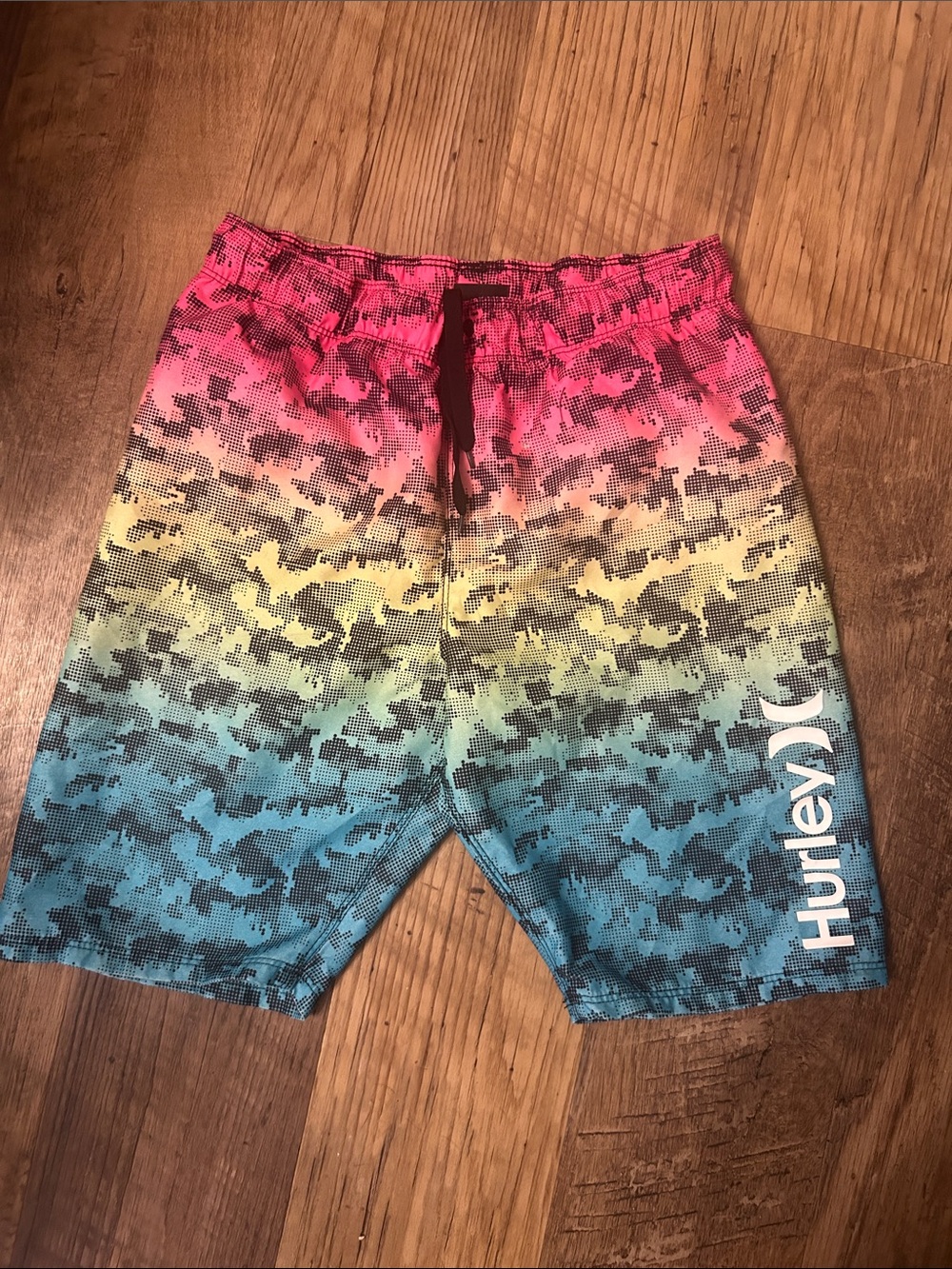 Hurley Boys Gradient Camo Swim Shorts - Pink/Yellow/Blue